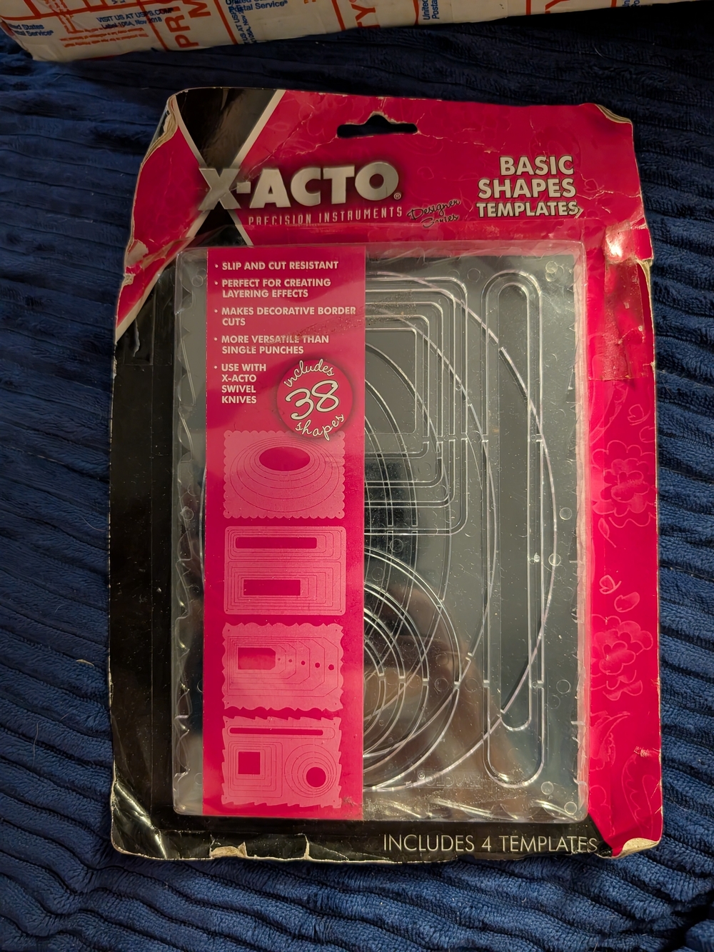 X-ACTO BASIC SHAPES TEMPLATES, 4 TEMPLATES. 38 SHAPES, NIB
